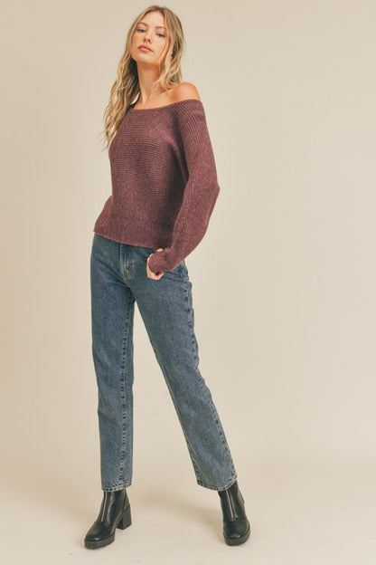 Ribbed Knit Dolman Sleeve Sweater