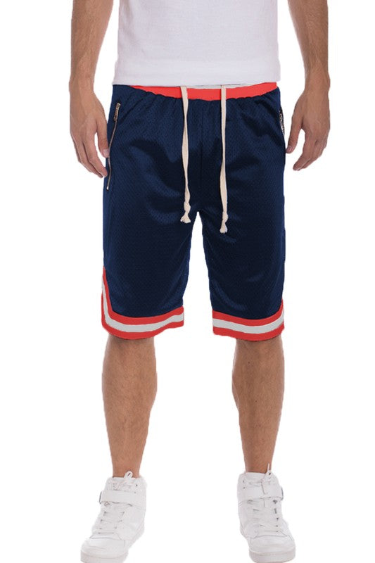 STRIPED BAND SOLID BASKETBALL SHORTS