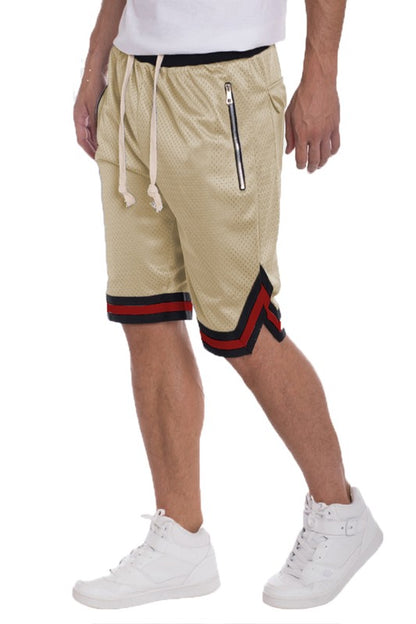 STRIPED BAND SOLID BASKETBALL SHORTS