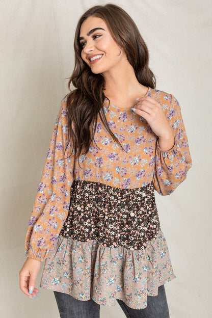 Woven Ditsy Floral Tiered Tunic