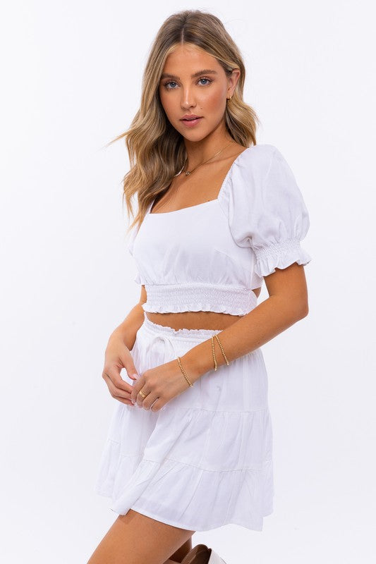 Tie Back Detail Puff Sleeve Top