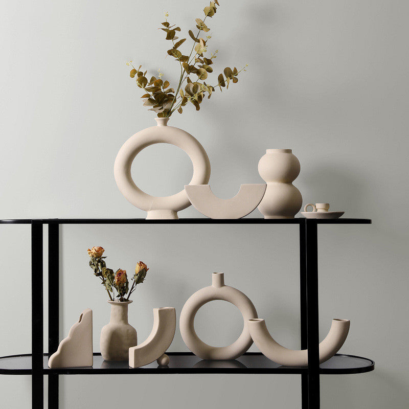 Modern Minimalist Ceramic Vase Flower Ornaments-4