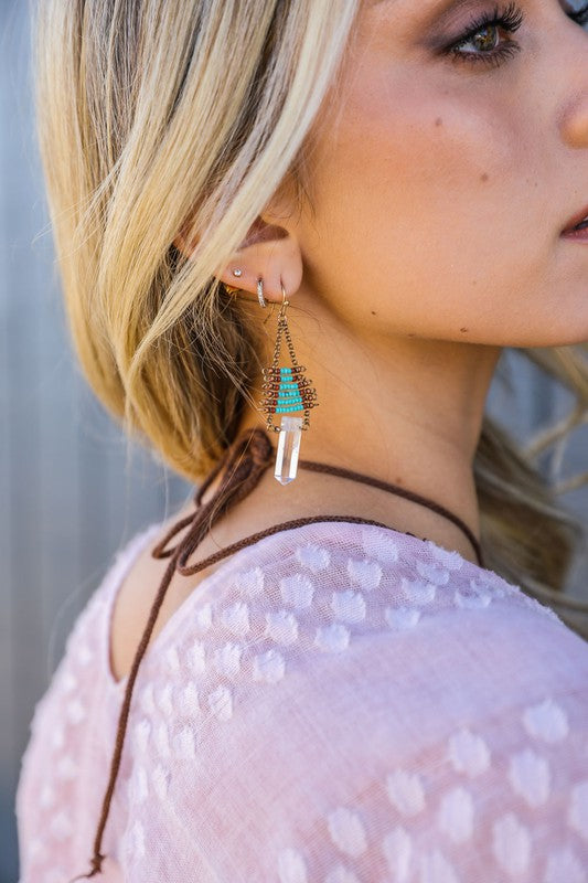 Seed Bead with Crystal Drop Earring