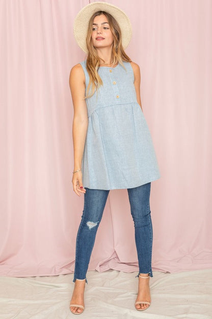 Chambray Baby Doll Tunic