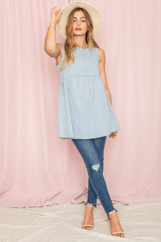 Chambray Baby Doll Tunic