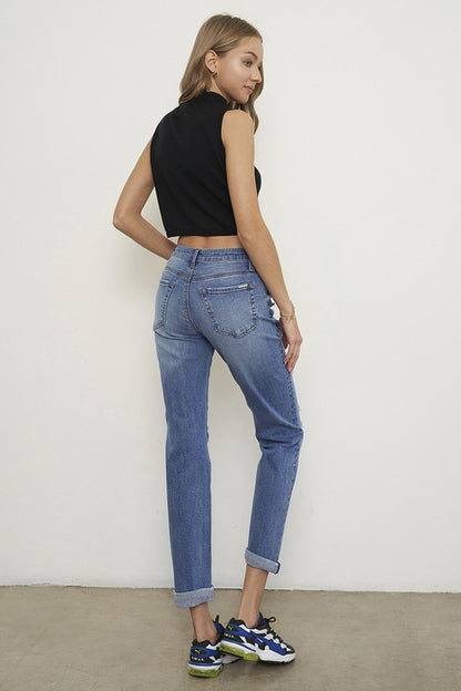 Mid Rise Slim Boyfriend Jeans