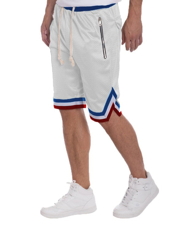 STRIPED BAND SOLID BASKETBALL SHORTS