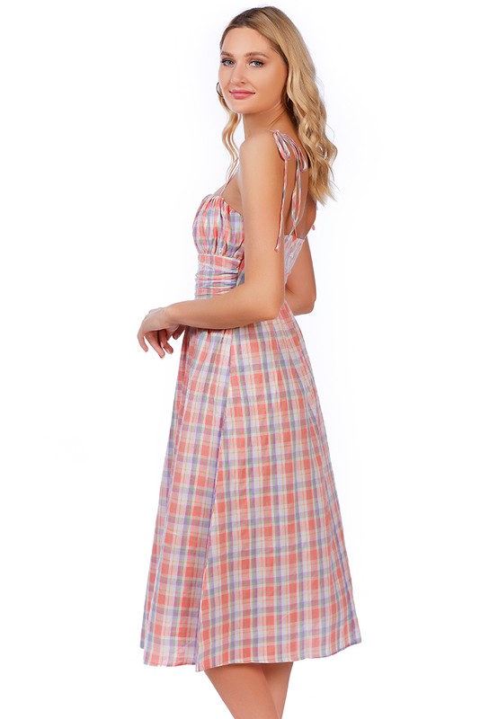 Checkered Midi Slip Dress