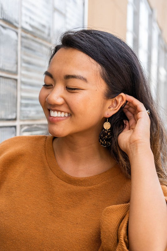 Zoey Earrings - Black &amp; Bronze