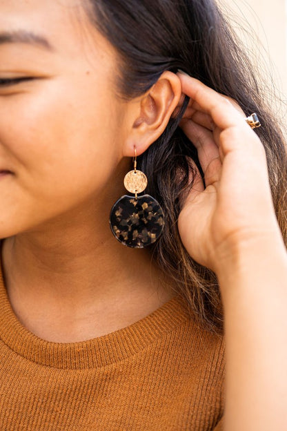 Zoey Earrings - Black &amp; Bronze