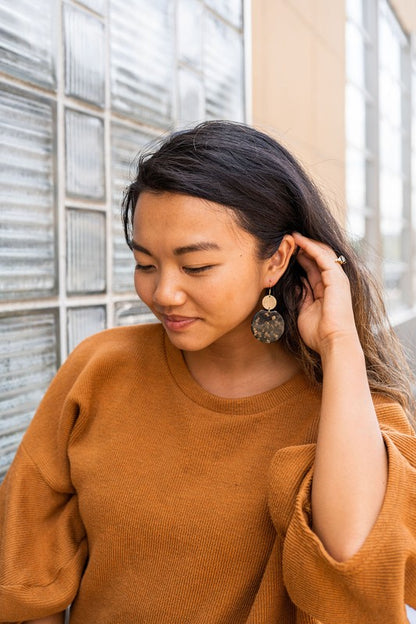 Zoey Earrings - Black &amp; Bronze