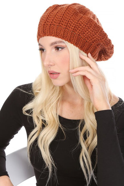 KNITTED CABLE KNIT FASHION BERET