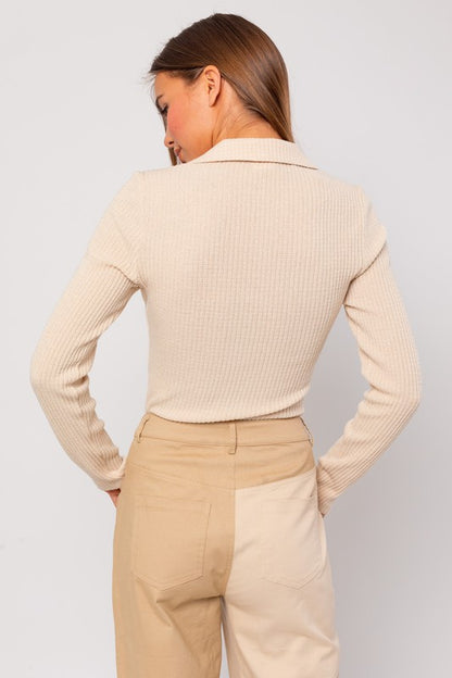 Long Sleeve Collared Bodysuit