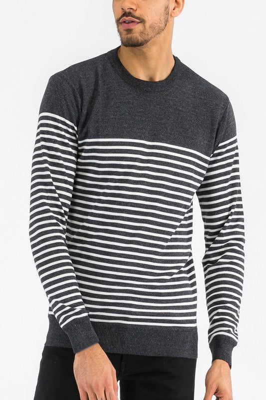 ROUND NECK STRIPED SWEATER