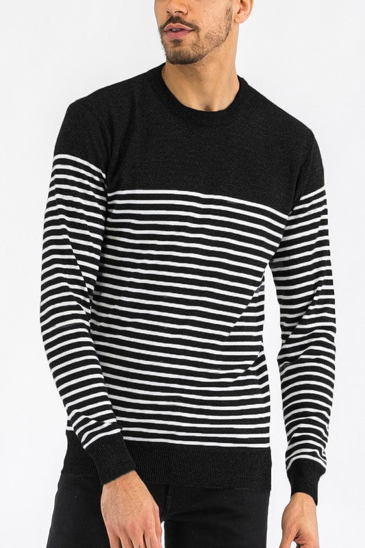 ROUND NECK STRIPED SWEATER