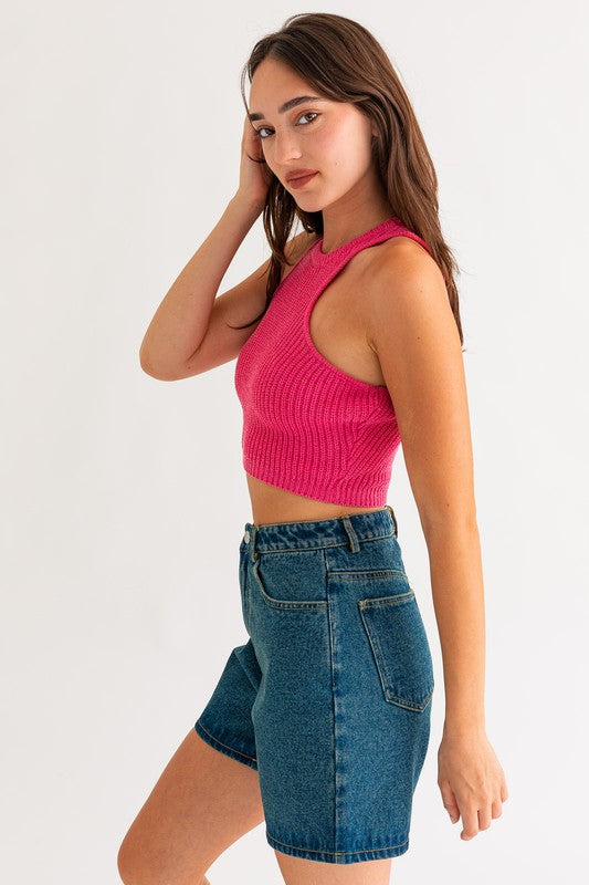 Mid-Length Denim Shorts