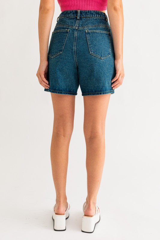 Mid-Length Denim Shorts