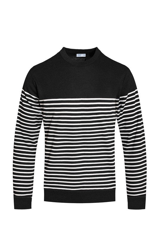 ROUND NECK STRIPED SWEATER