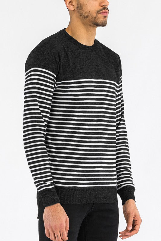 ROUND NECK STRIPED SWEATER