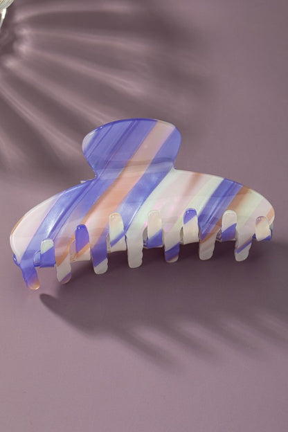 Large colorful striped acetate hair claw clip