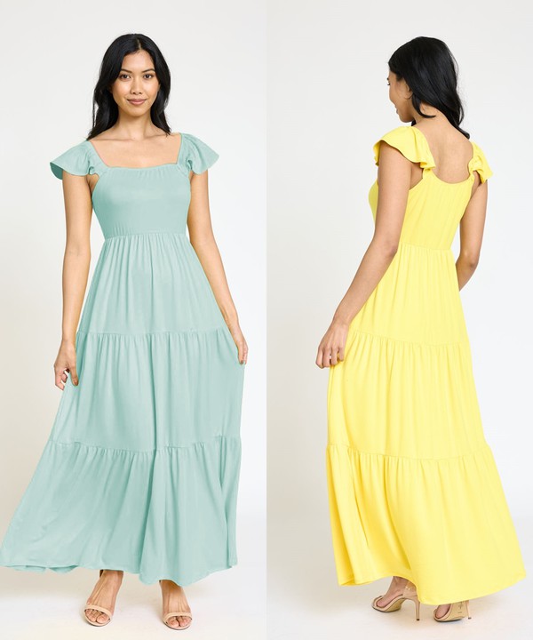 Flutter Sleeve Flowy Tiered Sundress