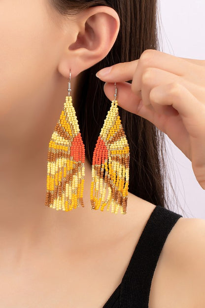 Boho seed bead solar ray earrings