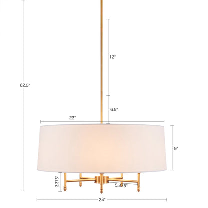 5-Light White Drum Shade Chandelier-8