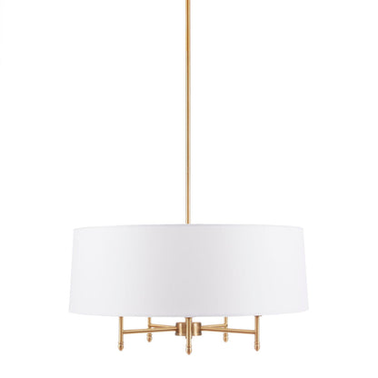 5-Light White Drum Shade Chandelier-0