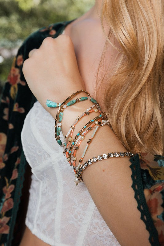 Sweet Pastel Studded Beads Layered Bracelet