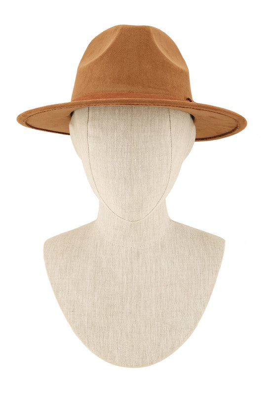 Three Ring Decorated Suede Feel Fedora Hat