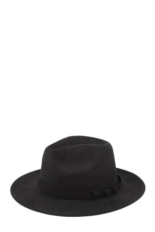 Three Ring Decorated Suede Feel Fedora Hat