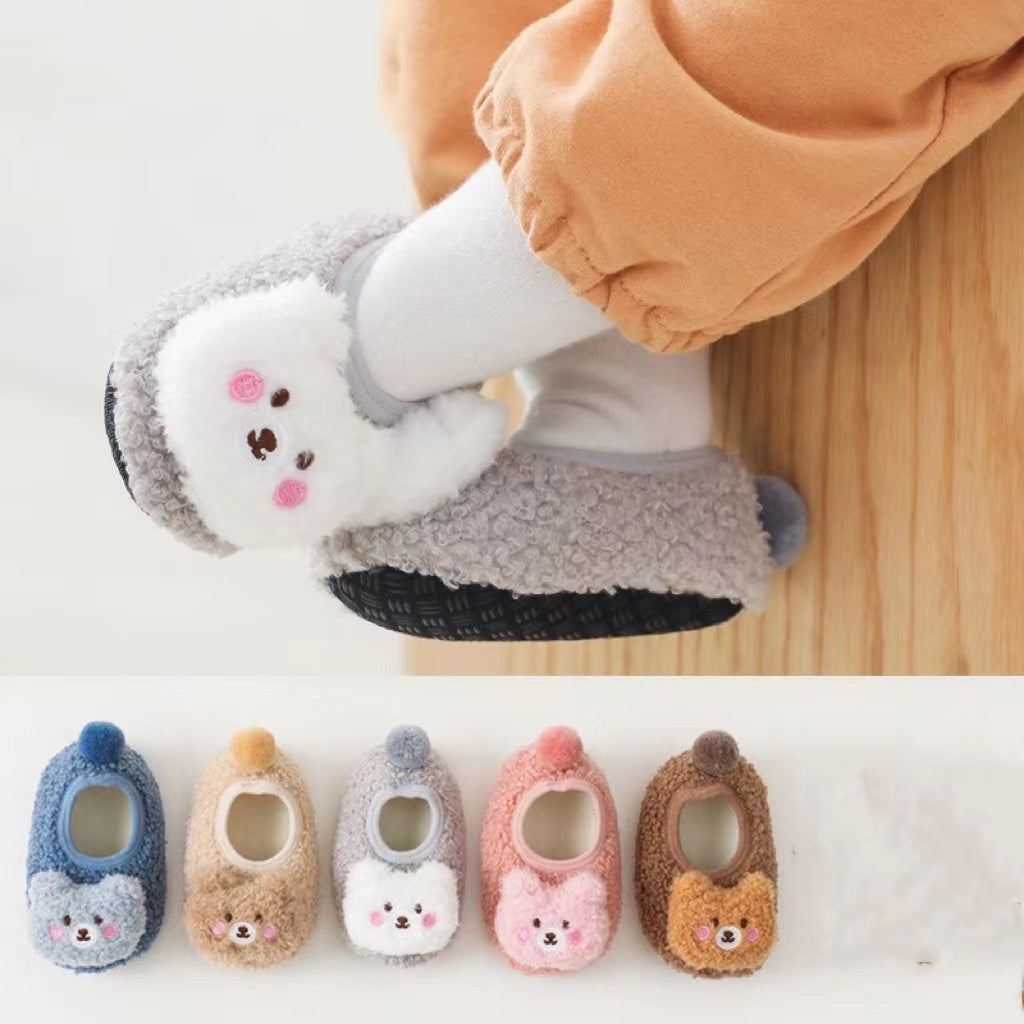 Baby 3D Cartoon Bear Patched Pattern Non-Slip Warm Shoes-0