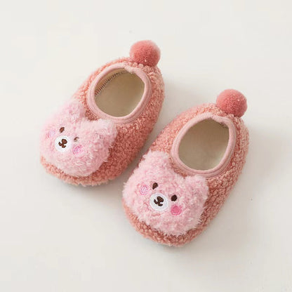 Baby 3D Cartoon Bear Patched Pattern Non-Slip Warm Shoes-4