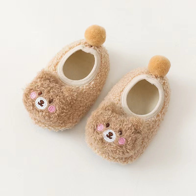 Baby 3D Cartoon Bear Patched Pattern Non-Slip Warm Shoes-5