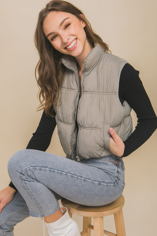 High Neck Puffer Vest