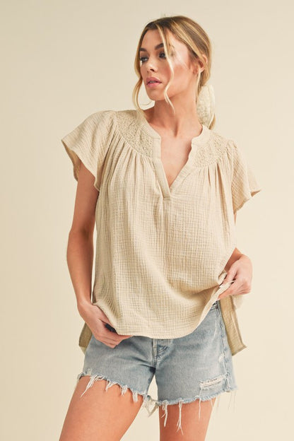 Thia Embroidered Short Sleeve Top