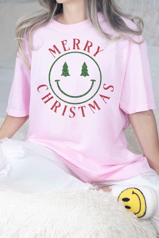 MERRY CHRISTMAS SMILES OVERSIZED TEE