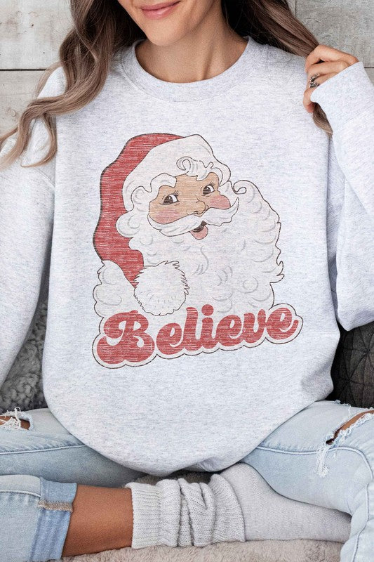 BELIEVE SANTA CHRISTMAS OVERSIZED SWEATSHIRT