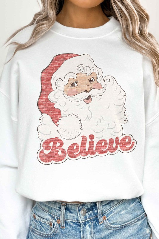 BELIEVE SANTA CHRISTMAS OVERSIZED SWEATSHIRT