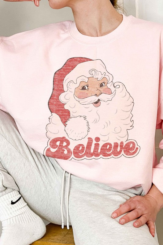 BELIEVE SANTA CHRISTMAS OVERSIZED SWEATSHIRT