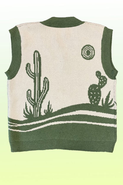Desert landscape cactus sweater vest