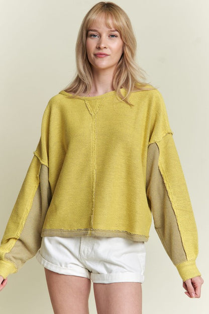 LONG DOLMAN SLEEVE ROUND NECK CASUAL KNIT SWEATER