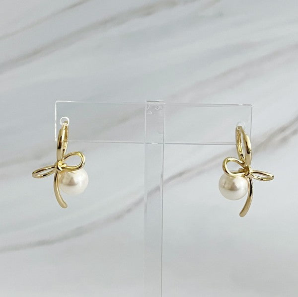 Bowed With Pearl Drop Earrings