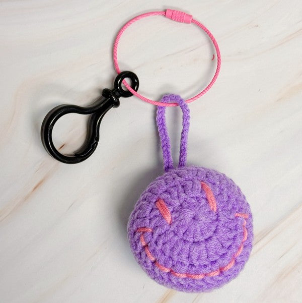 Happy Face Puffy Ball Key Ring