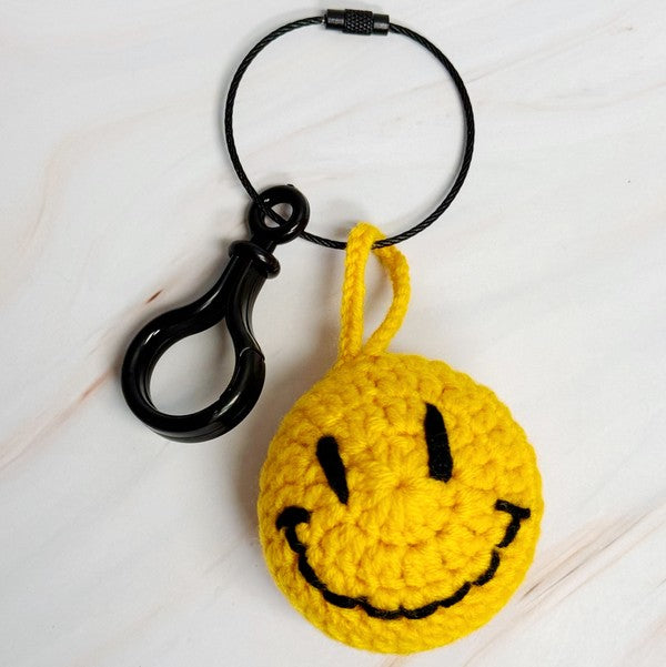 Happy Face Puffy Ball Key Ring