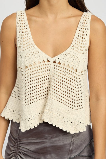 CROCHET SWING CROP TANK TOP