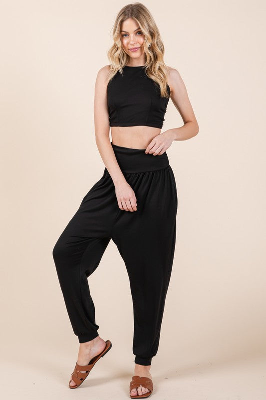 Halter Neck with Adjustable Open Back Crop Top