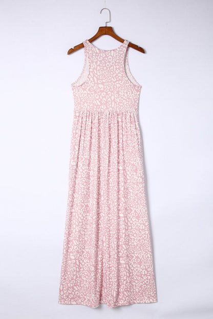 Leopard Dust Baby Pink Sleeveless maxi dress