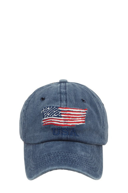 American Flag Embroidered Pigment Cap