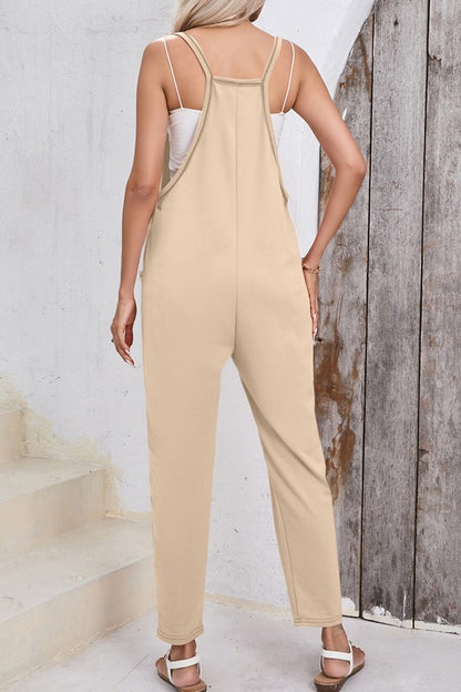 Women Harem Pants Sleeveless V Neck Jumpsuit